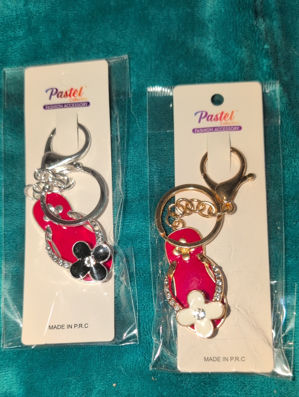 Pastel Red Flip-Flop Keychain .Pick 1 Gold Toned Or Silver Toned